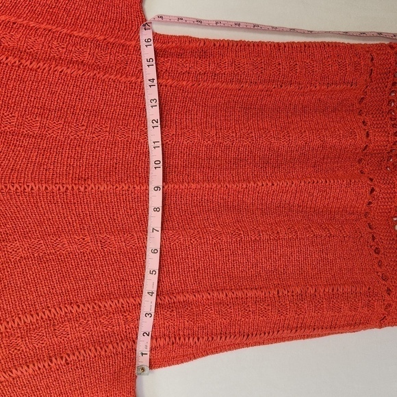Chico's Annatto Orange Shaina Fringe Open Weave Pullover Sweater Dress Size 2/12 - Picture 10 of 11